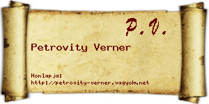Petrovity Verner névjegykártya